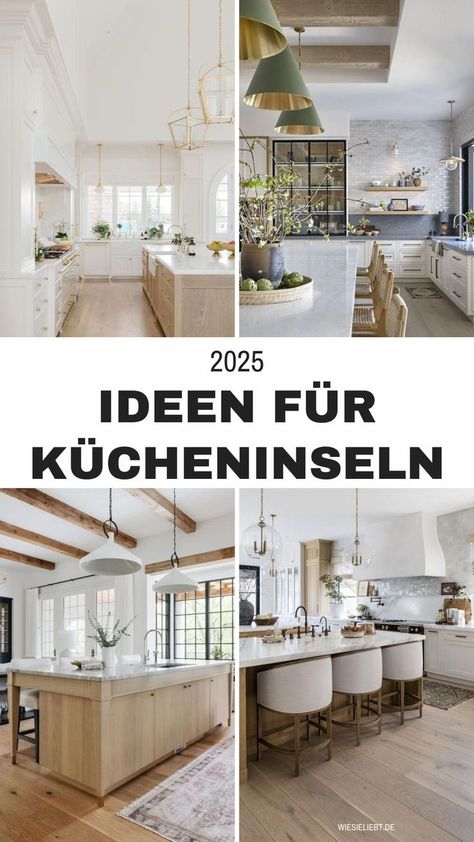 Schöne Ideen für Kücheninseln, mit Inspirationen für Designerküchen, Abmessungen und Tipps zum Messen, Tipps zur Raumaufteilung, Beleuchtung, Küchenschranktrends 2025, kleine Küchen, Farben, Kücheninseln mit Regalen und vieles mehr!