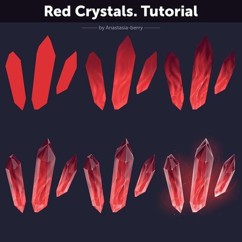 Red Crystals. Tutorial | Patreon Crystals Tutorial, Crystal Drawing, Comic Tutorial, Concept Art Tutorial, Paint Brush Art, Digital Art Beginner, Art Apps, Drawings Of Friends, Art Tools Drawing