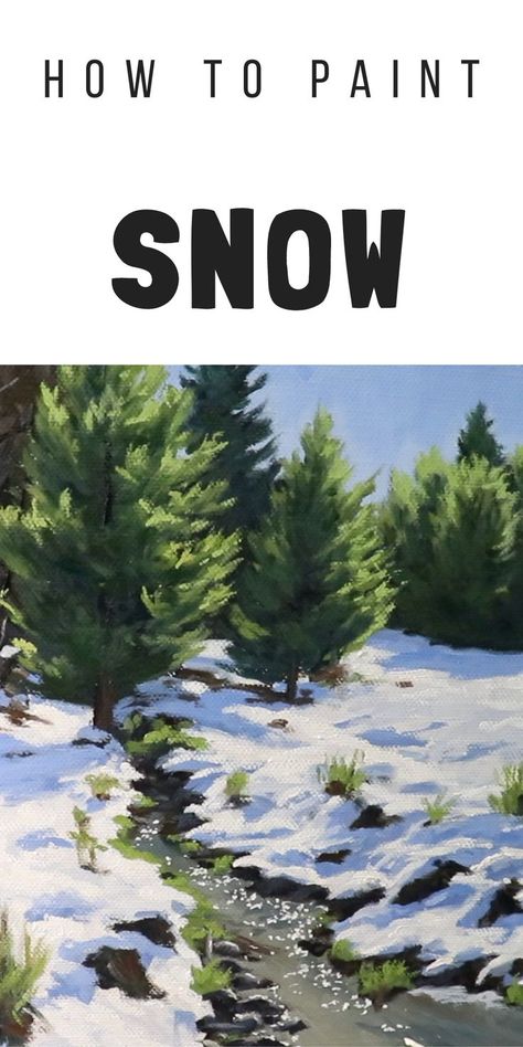 Pictures Of Mountains Nature, Oil Painting Snow Landscapes, Snowy Hills Painting, Painting Of Snow, How To Paint Snow On Trees, How To Paint Snow Acrylics, How To Paint Snow, Snow Painting Acrylic Winter Scenes, Christmas Scenery Paintings