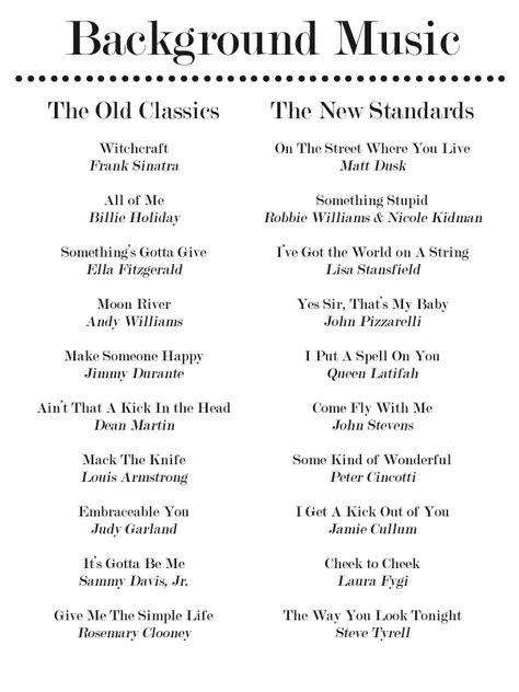 20 Jazz Standards for Your Dinner Party Playlist Hosting Tips, Party Playlist, Jazz Standard, Not Musik, Music Background, Wedding Playlist, Mystery Party, Party Music, Song List