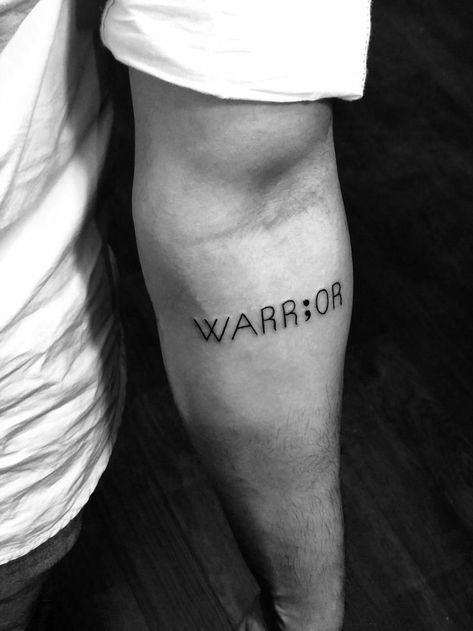 Semi-colon Tattoo Warrior, Semi-colon Tattoo Survivor, Warrior Tattoos Semi Colon, Warrior Tattoo With Semi Colon, Survivor Tattoo Ideas For Men, Warrior Semi Colon Arrow Tattoo, Tattoo Sleave Ideas Men, Semi-colon Tattoo Ideas For Men, Small Survivor Tattoo