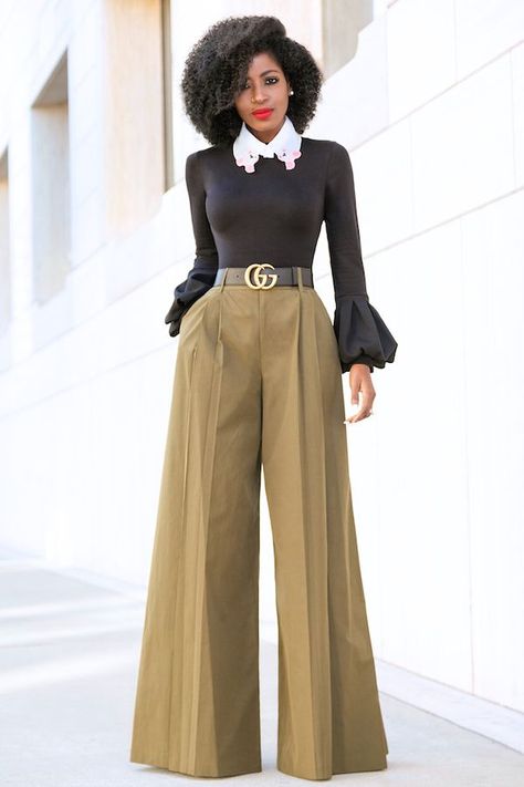 Outfit Details: Top: ASOS | Collar: Similar styles here | Pants: Alice and Olivia. Enjoy and have a blessed one. xo Wide Legged Pants, Style Pantry, Looks Pinterest, فستان سهرة, Flared Pants, Looks Chic, Work Outfits Women, Mode Vintage, Work Attire