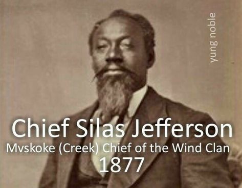 Chief Silas Jefferson of the Muscogee Creek Nation in 1877. Pinterest @sweetness Muskogee Creek, Creek Tribe, Muscogee Creek, Aboriginal American, American Indian History, Black Indians, Indigenous Americans, American Indian Art, Indian History