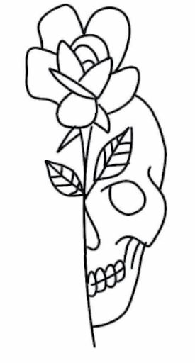 Sketch Skull Tattoo, Easy Draw Tattoos, Halloween Tattoo Stencil Outline, Beginner Tattoo Flash, Easy Skull Tattoo Outline, Easy Western Drawings For Beginners, Easy Leg Tattoos Women, Easy Tattoo For Beginners, Skull Clipart Simple