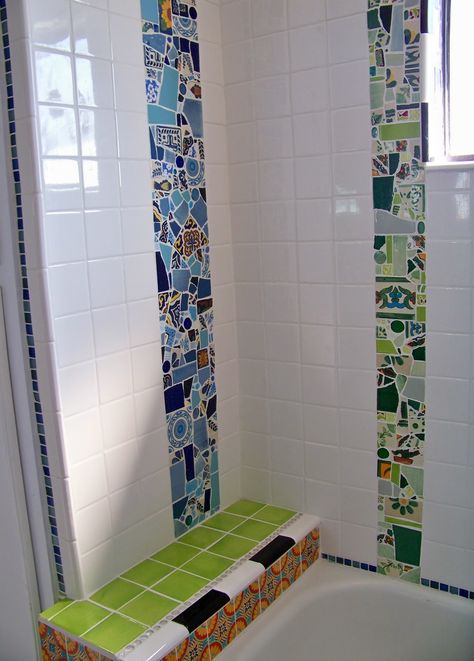 Change in plans ~ I have so many people that still refer to this blog, so I decided to keep it and use the one on the website as well. ... Bathroom Mosaic Tile Ideas, Mosaic Bathroom Floor, Bathroom Mosaic Tiles, Bathroom Art Diy, Shower Mosaic, Mosaic Bathroom Tile, Mosaic Tile Designs, Tiles For Bathroom, Mosaic Madness