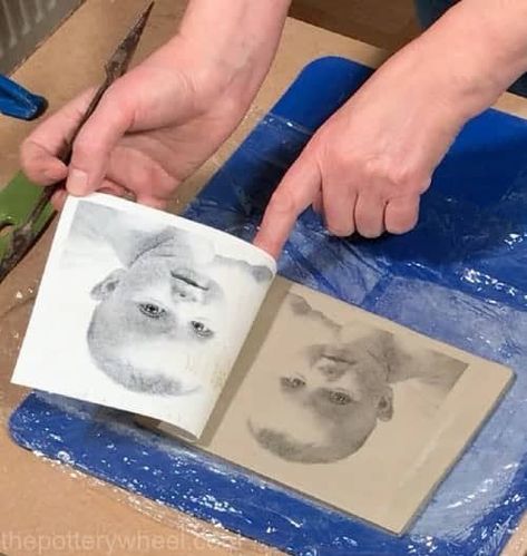 Image Transfer onto Clay - Perfect Photos on Your Pottery Clay Monoprinting Ceramic Art, Photo Transfer Ceramics, Photo Transfer To Clay, Clay Transfers Ceramic Art, Printing On Pottery, Useful Ceramic Objects, Image Transfer To Clay, Diy Underglaze Transfer, Printing On Ceramics