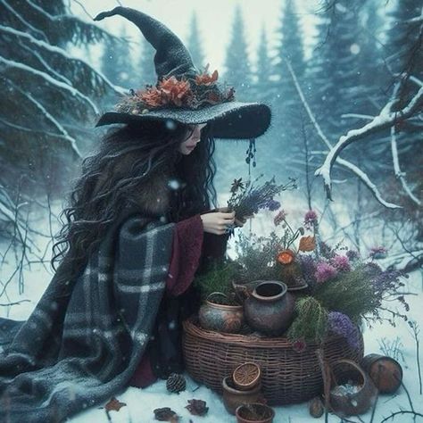 Winter Witch Art, Wild Witch, Witch Apothecary, Winter Witch, Witch Hut, Witch Photos, Witch Pictures, Fantasy Witch, Moon Witch