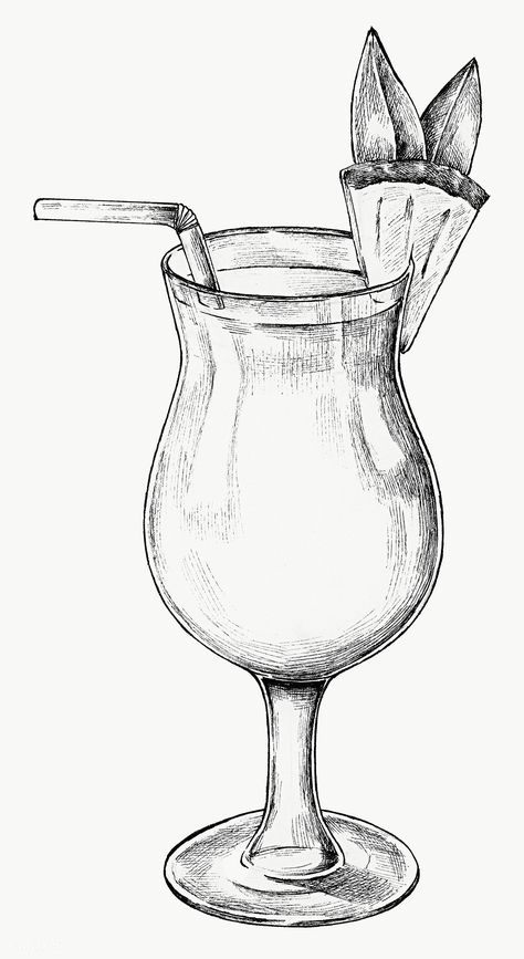 Glass Drawing, Cocktail Illustration, Pineapple Cocktail, Cocktail Glass, Free Png, Transparent Png, Free Image, My Website, Pineapple