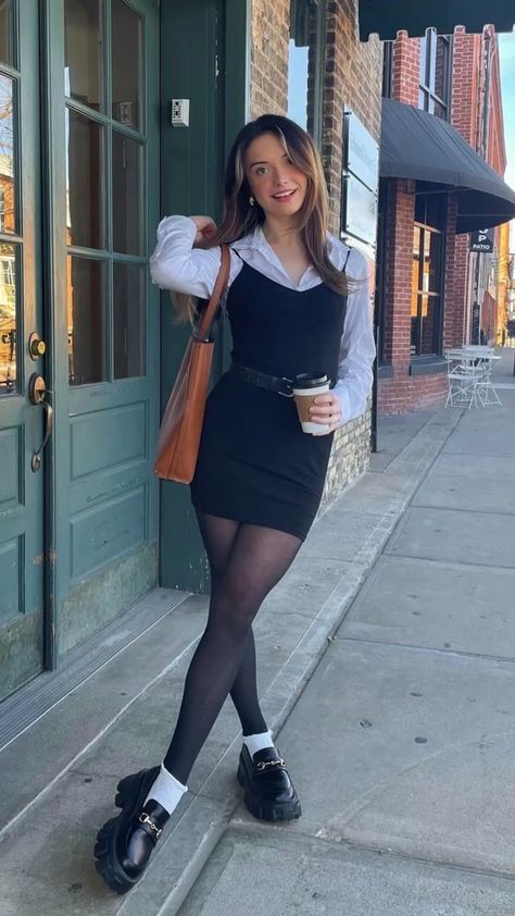 Black tights and white socks #Black #tights #and #white #socks #blacktightsandwhitesocks Paris Trip Outfits, Legs Outfit, Sixth Form, Inspiration Tattoos, White Socks, Fashion Tights, Tights Outfit, Mini Slip Dress, Alternative Outfits