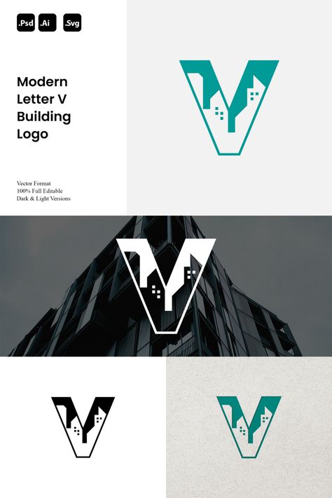 Modern Letter V Building Logo Ideal for: - Real Estate and Property Businesses - Construction and Development Companies - Modern Architectural Identities Style Attributes: - Minimalist - Modern - Simple You'll receive: - 100% Resizable vector logo - Customizable colors - AI, PSD & SVG files For support and customization, contact us. Redefine your brand with our Modern Letter V Building Logo. Make a statement of modernity and architectural prowess. V Typography Logo, Logo Building Company, Development Logo, Property Branding, Motion Graphics Typography, Property Logo, Building Development, Halloween Social, Architecture Company