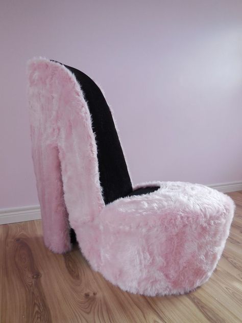 Pink Shoes Aesthetic, Girly Furniture, Heel Chair, High Heel Chair, High Heel Shoe Chair, Shoe Chair, Girly Room, Cute Bedroom Decor, Pretty Room