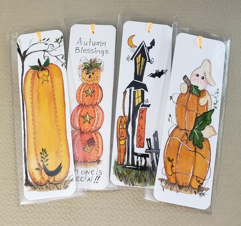 Fall Halloween Bookmark Set of 4 Hand Painted Watercolor Autumn Bookmarks Reading Enthusiast Small Gift for Teacher or Child - Etsy Autumn Watercolor Bookmark, Drawn Bookmarks, Fall Bookmarks, Small Teacher Gifts, Halloween Bookmarks, Autumn Bookmark, Personal Friend, Book Themed Party, Halloween Teacher Gifts