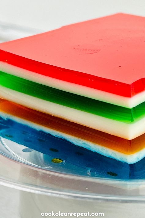 7 Layer Jello Salad, 7 Layer Jello With Evaporated Milk, Ribbon Jello Salad, Ribbon Jello Recipe With Sour Cream, Layered Jello Salad Recipes, Ribbon Salad Jello Recipe, Fall Jello Salad Recipes, Vintage Jello Recipes, Jello Salad With Sour Cream