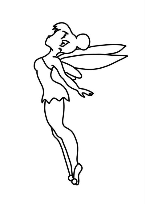 Tattoo Tinkerbell, Shhh Tattoo, Tinkerbell Drawing, Tinker Bell Tattoo, Belle Tattoo, Disney Doodles, Outline Tattoo, Fairy Drawings, Silhouette Tattoos