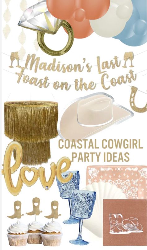 Coastal Cowgirl Aesthetic Bachelorette, Coastal Cowgirl Party Decor, Coastal Cowgirl Bridal Shower Ideas, Coastal Cowgirl Bachelorette Theme, Galveston Bachelorette Party, Coastal Cowgirl Party Theme, Coastal Cowgirl Birthday Party, Costal Cowgirl Bachelorette, Coastal Cowgirl Birthday