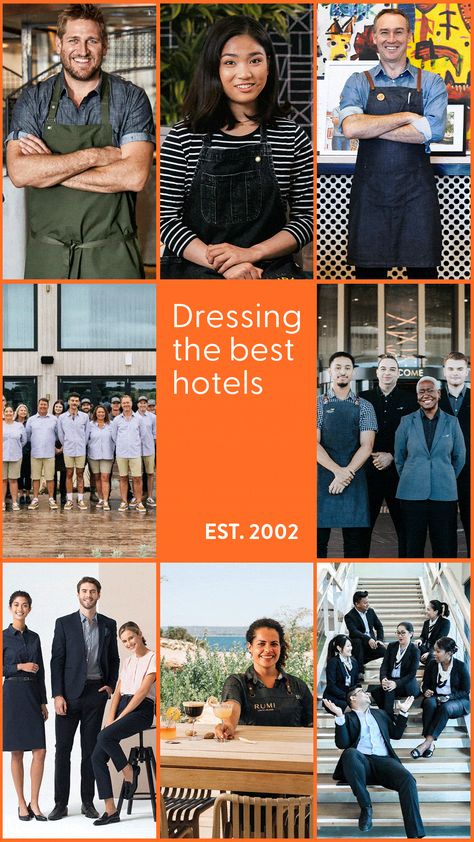 Cargo Crew have been dressing the best hotels since 2002. Offering a wide range of always-in-stock uniform designs that can be easily ordered at the click of a button. Cargo Crew uniforms offer a point of difference for Hotels that value style, design and staff satisfaction. Hotel Architecture, Hotel Staff Uniform, Hotel Uniforms, Hotel Uniform, Staff Uniforms, Denim Apron, Hotel Staff, Uniform Design, Modern Hotel