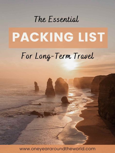 Packing For Long Term Travel, Packing List For Long Term Travel, Year Long Travel Packing, Month Long Packing List, Long Term Travel Packing, Packing Aesthetic, Essential Packing List, Travel Packing Essentials, International Travel Essentials