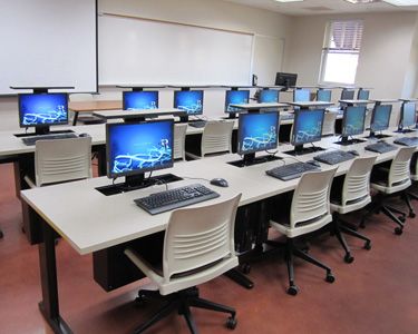 K-12 solutions - to learn more, call today - 615-321-9590. School Computer Lab Design, School Computer Room, Computer Lab Design, School Computer Lab, Computer Classroom, Computer Lab Classroom, Cubicle Design, Classroom Interior, School Building Design