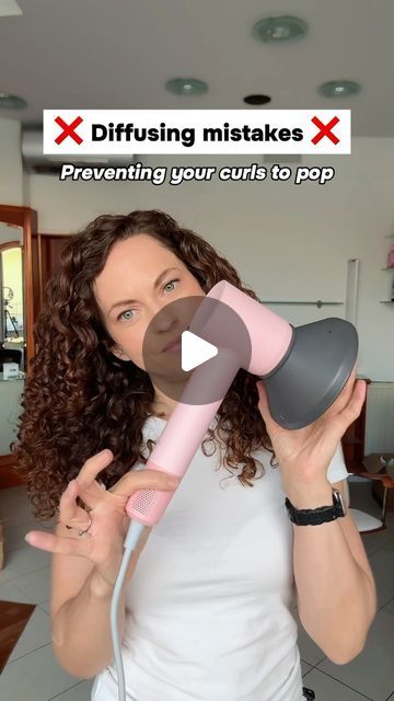 Klavdija Piskule | Curly Hair Tips 🇸🇮 on Instagram: "AD The most common diffusing mistakes preventing your curls to pop 🙅🏻‍♀️

1. Diffusing Upside Down Too Soon
While diffusing upside down can create amazing volume, doing it when your hair is too wet can lead to frizz and messy curls, especially at the back. If you have any cowlicks, they’ll become more noticeable. Instead, start diffusing from side to side until your hair is slightly dry, then flip for volume!

2. Using the wrong Diffuser
Using the right diffuser is crucial for achieving bouncy, frizz-free curls. If the airflow is too strong or not evenly distributed, it can lead to unwanted frizz. Choose a diffuser that offers gentle, even airflow to minimize frizz.

3. Pushing the curls all the way up to the scalp
Squeezing your cur Defuse Hair Curls, Diffusing Curly Hair, Diffuser Curls, Hair Diffuser, Frizz Free Curls, Messy Curls, Hair Help, Too Soon, Frizz Free