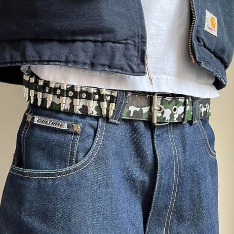 Y2k 2000s Bullet Studded Camo Belt These Belts Are Unisex! Beautiful Design 1.5 W X 43l Brand New Bundle Bundle Bundle For Free Shipping Men’s Belts, Men’s Accessories, Aesthetic Belts, 2000s Belt, Camo Aesthetic, Cool Belts, Thrift Shop Outfit, Unique Belts, 2000s Accessories