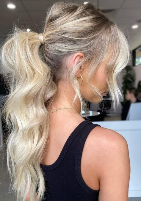 Ponytail Bridal Hair, Easy Ponytail Hairstyles, Messy High Ponytails, Messy Ponytail Hairstyles, Bridal Ponytail, Bridesmaid Hair Inspo, Easy Ponytail, Bridemaids Hairstyles, Formal Hairstyles For Long Hair