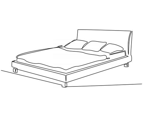 Bed Vector, Continuous Line Drawing, Continuous Line, Line Drawing, Sofa Bed, Vector Art, Line Art, Clothing Brand, Mattress