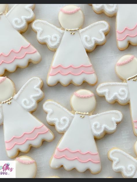 Angel Cookies, Cross Cookies, Baptism Cookies, Cute Christmas Cookies, Christmas Cake Pops, Christmas Biscuits, Ginger Bread Cookies Recipe, Xmas Cake, Spring Cookies