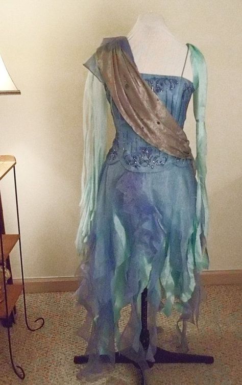 Water Sprite- Water Fairy- fantasy costume Water Fairy Costume, Moana Jr, Water Clothes, Wolf Queen, Water Sprite, Production Ideas, Fire Fairy, Fairy Ideas, Water Fairy