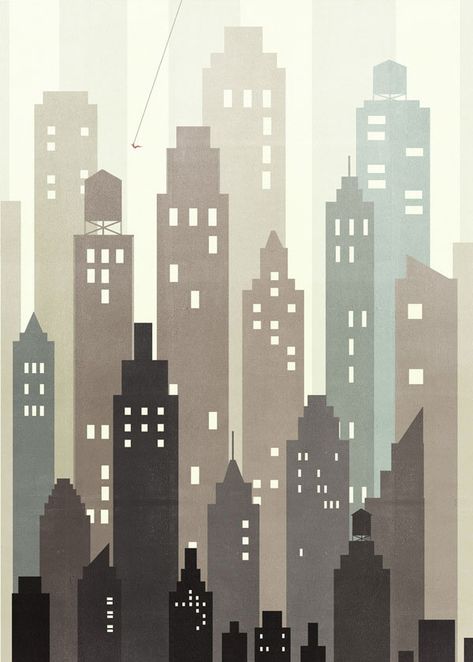 Creation Art, Building Illustration, City Illustration, Landscape Illustration, Wall Deco, Retro Art, City Skyline, Decoration Design, Art Lessons