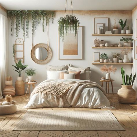 Bohemian Style Home Decor, Bohemian Industrial Decor Bedroom, Spa Themed Bedroom, Boho Diy Room Decor, Living Boho Chic, Wooden Bedroom Ideas, Bohemian Interior Design Style, Bedroom Bohemian Style, Bohemian Style Bedroom