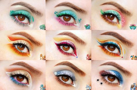 Pokemon Makeup Looks, Pokemon Makeup, Makeup Anime, Pokemon Challenge, Eyeshadow Styles, Character Nails, Makeup Challenge, 151 Pokemon, Pokemon Halloween