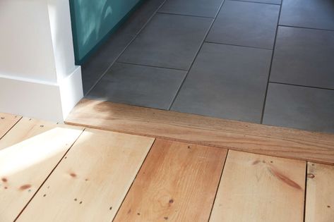 Tile-to-Wood Floor Transition Strips Tile To Wood Floor Transition, Wood Floor Transition, Carpet To Tile Transition, Tile To Wood Transition, Floor Transition Strip, Best Flooring For Kitchen, Floor Transition, Transition Flooring, Transition Strips