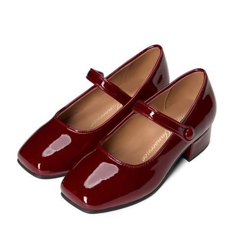 For this school season we created wear-forever shoes that'll elevate anything you style them with. These Holly heels have been crafted from glossy leather in a sweet Mary Jane shape with square toes and a buckle-fastening strap. Burgundy Red Shoes, Maroon Mary Janes, Burgundy Mary Janes, How To Accessorize An Outfit, Dark Red Shoes, Red Mary Janes, Red Mary Jane Shoes, Shoes Mary Janes, The Red Shoes