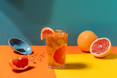 Teal Photography, Vintage Singapore, Grapefruit Tea, Earl Grey, Bubble Tea, Product Photography, Grapefruit, Color Blocking, Singapore