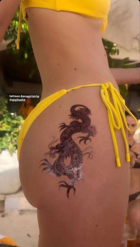 Gigi Hadid Tattoos, Massive Dragon, Girl With The Dragon Tattoo, Gigi Style, The Girl With The Dragon Tattoo, Hadid Sisters, Celebrity Cruises, Hair Setting, She Girl