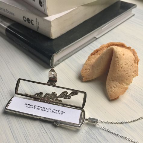 “Some things are just too heavy to haul around.” Like your past. And too many bags. Become lighter ✨ #wearyourfortune Fortune Cookie Messages, Inspirational Jewelry, Meaningful Messages, Fortune Cookie, Cookie Gifts, Right Time, Personalized Jewelry, Dog Tag Necklace, Locket