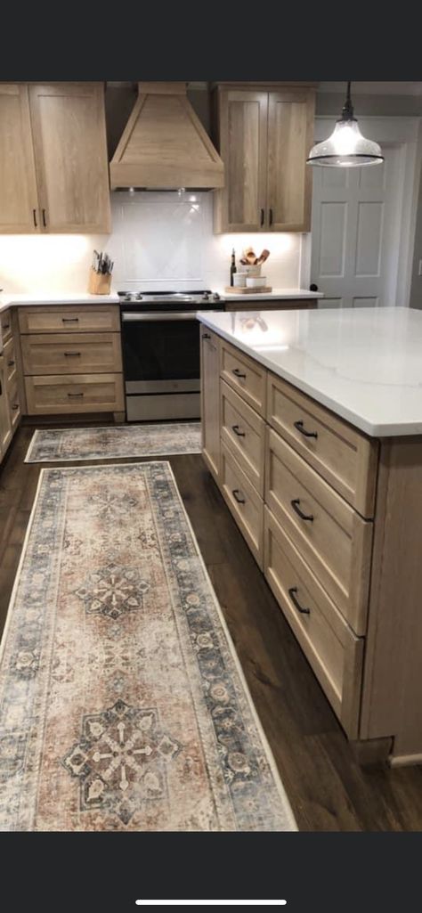 Ash Oak Cabinets, Dark Wood Floors With Oak Cabinets, Aged Natural Oak Cabinets, Dark Floors With Light Cabinets, Oak Cabinets Grey Floor, Light Wood Cabinets With Dark Floors, White Oak Cabinets With Dark Floors, White Oak Kitchen Cabinets With Dark Floors, White Oak Cabinets Dark Floors