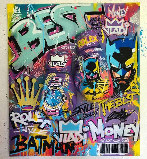 New limited edition collection BEST #popart #art By Art VLADI #vladi #artvladi #batman #rolex Urban Pop Art, Batman Graffiti Art, Batman Pop Art, Urban Art Prints, Gcse Art Sketchbook, Abstract Face Art, Graffiti Style Art, Graffiti Murals, Graffiti Painting