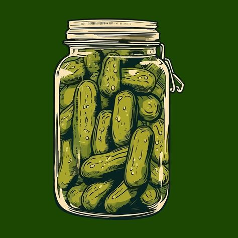 Pickles Wallpaper Iphone, Pickles Drawing, Pickle Jar, Pickle Drawing, Pickle Art, Pickle Jar Drawing, Pickles Cartoon, Jar Of Pickles Drawing, Pickle Illustration