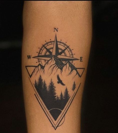 Finding True North: The Allure of Compass Tattoos for Men 2023 - mens-club.online Arm Tattoo Men Unique, Hiking Tattoos Men, Outdoor Theme Tattoo Sleeve, Adventure Compass Tattoo, Male Arm Tattoos Forearm, Compass Tattoo Design Men Forearm, Animal Tattoos For Men Forearm, Adventure Tattoo Men, Nature Band Tattoo