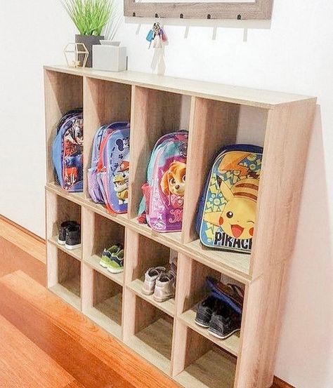 Home Daycare Cubby Ideas, Home Daycare Storage Ideas, Daycare Cubbies Diy, Preschool Cubby Ideas, Kids Cubby Storage Ideas, Daycare Cubbies Ideas, Daycare Storage Ideas, Diy Kids Cubby, Daycare Cubbies