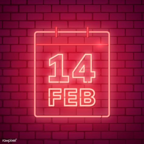 Calender 14th February on brick wall | free image by rawpixel.com / NingZk V. Selamat Hari Valentine, San Valentin Vector, 8 February, Valentine's Day Illustration, Valentines Day Date, Wallpaper Iphone Neon, Neon Logo, Hari Valentine, Personalized Neon Signs