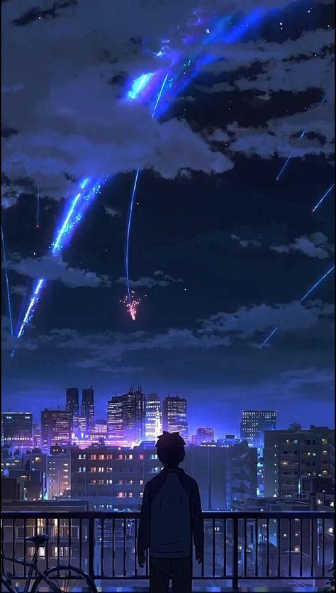 @tvoy_sempaichik [Video] | Anime music, Anime guys, Anime scenery wallpaper Music Anime, Wallpaper For Iphone, Anime Music, Anime Scenery, Night Sky, Your Name, Cityscape, Balcony, Iphone