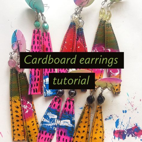 Card Board Earrings, Diy Recycled Earrings, Diy Earrings Paper, Upcycle Earrings, Cardboard Earrings, Jewelry Goals, Recycled Earrings, Jewellery Diy, Make Friendship Bracelets