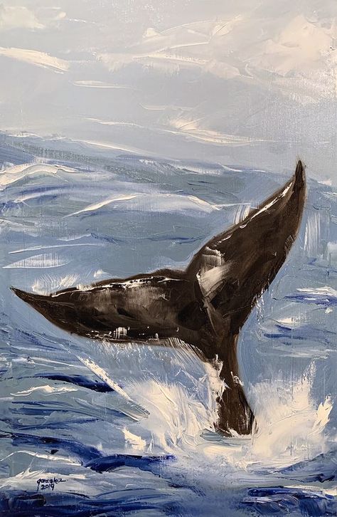 Whale Painting, Canvas For Beginners, Whale Art, Painting Canvases, Arte Sketchbook, Art Drawings Sketches Creative, Humpback Whale, Beginner Painting, Mini Canvas Art