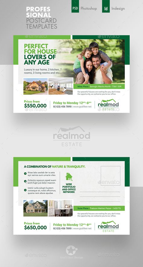 Real Estate Postcard Templates - Cards & Invites Print Templates Postcard Flyer Design, Real Estate Postcard Design, Business Postcard Design, Postcard Design Ideas, Postcard Design Inspiration, Google Banner Ads, Post Card Design, Business Postcard, Postcards Design