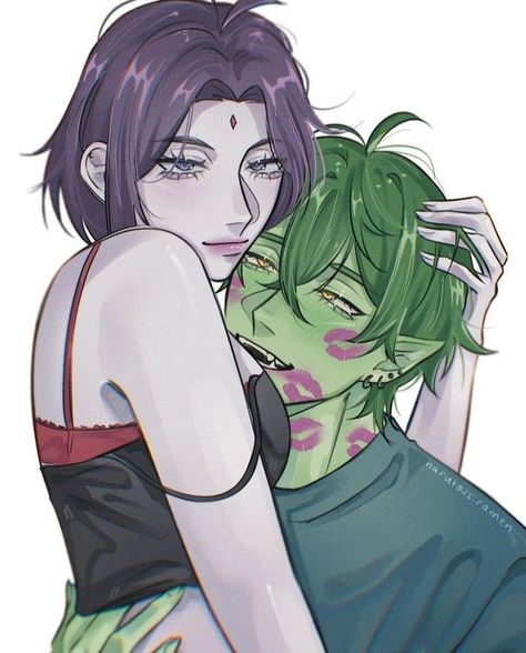 Raven Fanart, Raven Beast Boy, Teen Titans Fanart, Cute Couple Comics, Teen Titan, Couples Comics, Beast Boy, Teen Titans Go, Arte Inspo