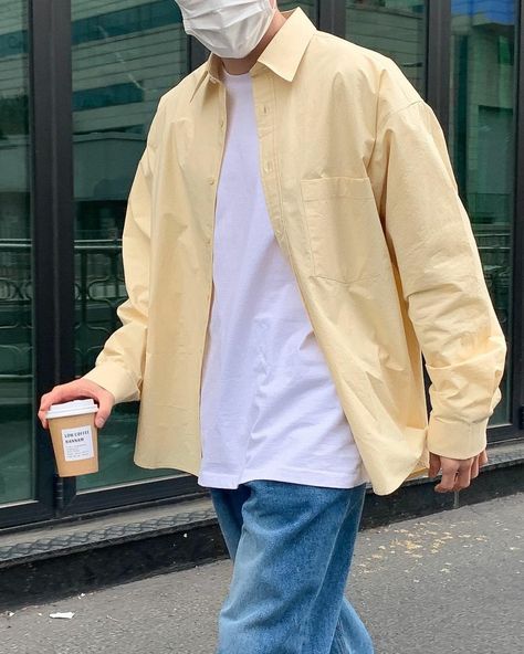 Yellow Shirt, A Man, Pastel, Yellow