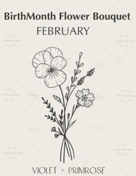 Violets And Primroses Tattoo, February Birth Flower Tattoo Ideas, February Tattoo Ideas Births, Violet Line Tattoo, Violet Tattoo Flower Birth Month, Violets And Primrose Tattoos, Primrose And Violet Tattoo, Violet Primrose Tattoo, Mawmaw Tattoo