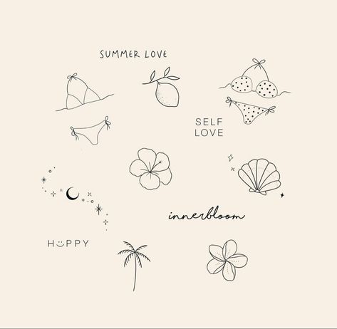 Tiny Tattoo Ibiza, Ibiza Tattoo Ideas, Cute Matching Tattoos, Artsy Tattoos, Small Girly Tattoos, Yin Yang Tattoos, Beach Tattoo, Discreet Tattoos, Girly Tattoos